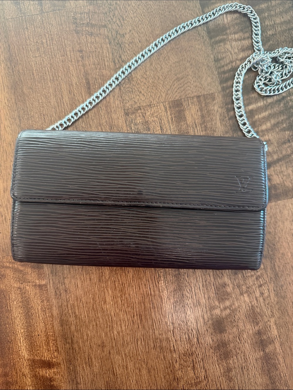 Louis Vuitton Brown Epi Leather Chain Crossbody Wallet